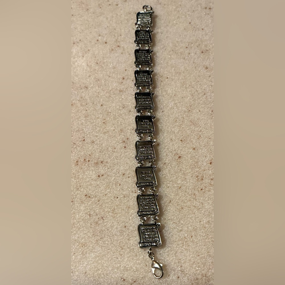 Silver Charm Bracelet Ten Commandments